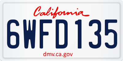 CA license plate 6WFD135