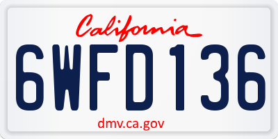 CA license plate 6WFD136