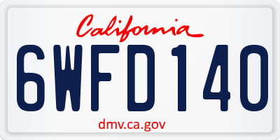 CA license plate 6WFD140