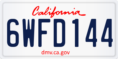 CA license plate 6WFD144