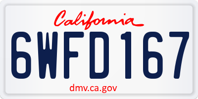 CA license plate 6WFD167