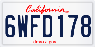 CA license plate 6WFD178