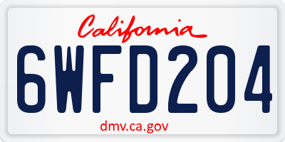 CA license plate 6WFD204