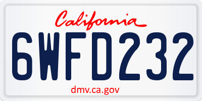 CA license plate 6WFD232