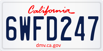 CA license plate 6WFD247