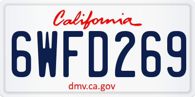 CA license plate 6WFD269