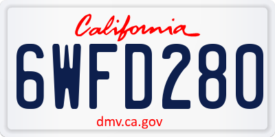 CA license plate 6WFD280