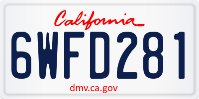 CA license plate 6WFD281
