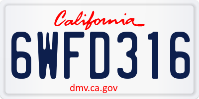 CA license plate 6WFD316