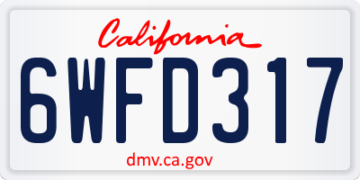 CA license plate 6WFD317