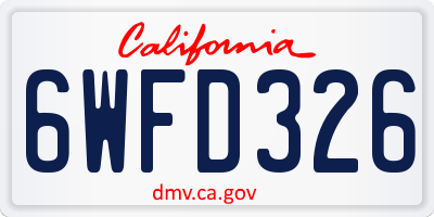 CA license plate 6WFD326