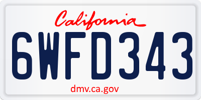 CA license plate 6WFD343