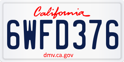 CA license plate 6WFD376