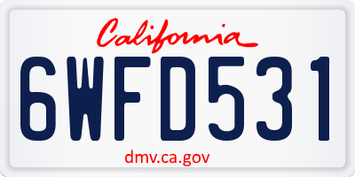CA license plate 6WFD531