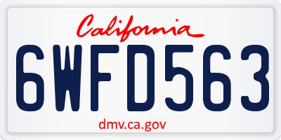 CA license plate 6WFD563