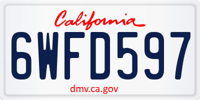 CA license plate 6WFD597