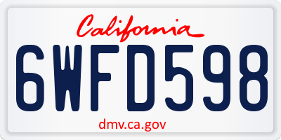 CA license plate 6WFD598