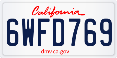 CA license plate 6WFD769