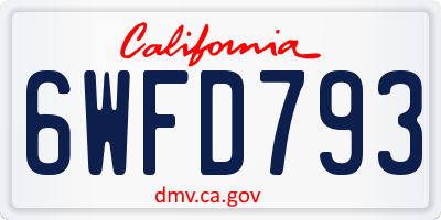 CA license plate 6WFD793