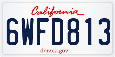 CA license plate 6WFD813