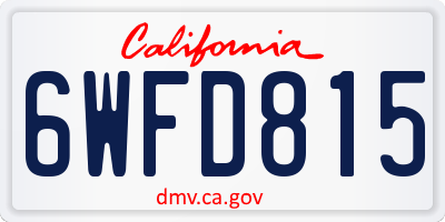 CA license plate 6WFD815