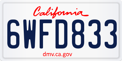 CA license plate 6WFD833
