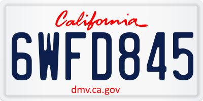 CA license plate 6WFD845