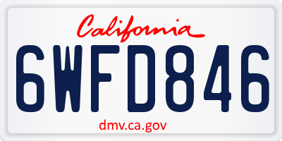 CA license plate 6WFD846
