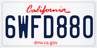 CA license plate 6WFD880