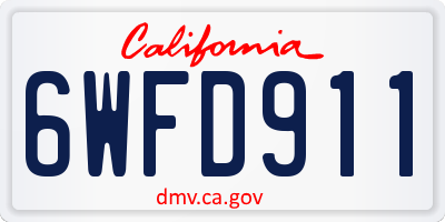 CA license plate 6WFD911