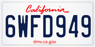 CA license plate 6WFD949