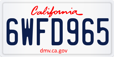 CA license plate 6WFD965