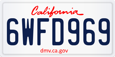 CA license plate 6WFD969