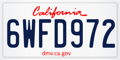 CA license plate 6WFD972