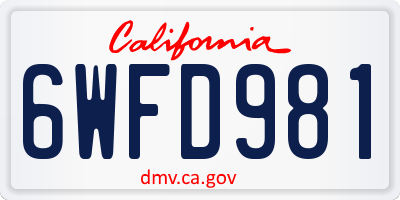 CA license plate 6WFD981
