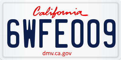CA license plate 6WFE009