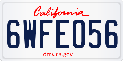 CA license plate 6WFE056
