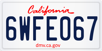 CA license plate 6WFE067