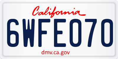 CA license plate 6WFE070