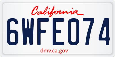 CA license plate 6WFE074