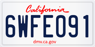 CA license plate 6WFE091