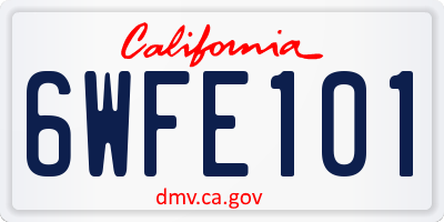 CA license plate 6WFE101