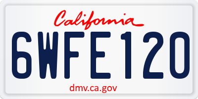 CA license plate 6WFE120