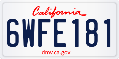 CA license plate 6WFE181