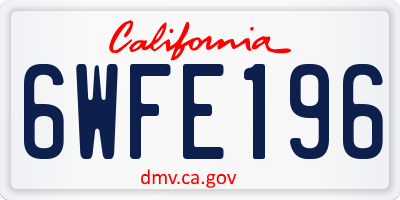 CA license plate 6WFE196