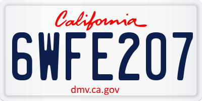 CA license plate 6WFE207