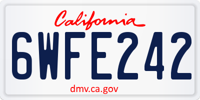 CA license plate 6WFE242