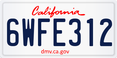 CA license plate 6WFE312