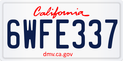 CA license plate 6WFE337