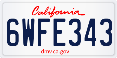 CA license plate 6WFE343